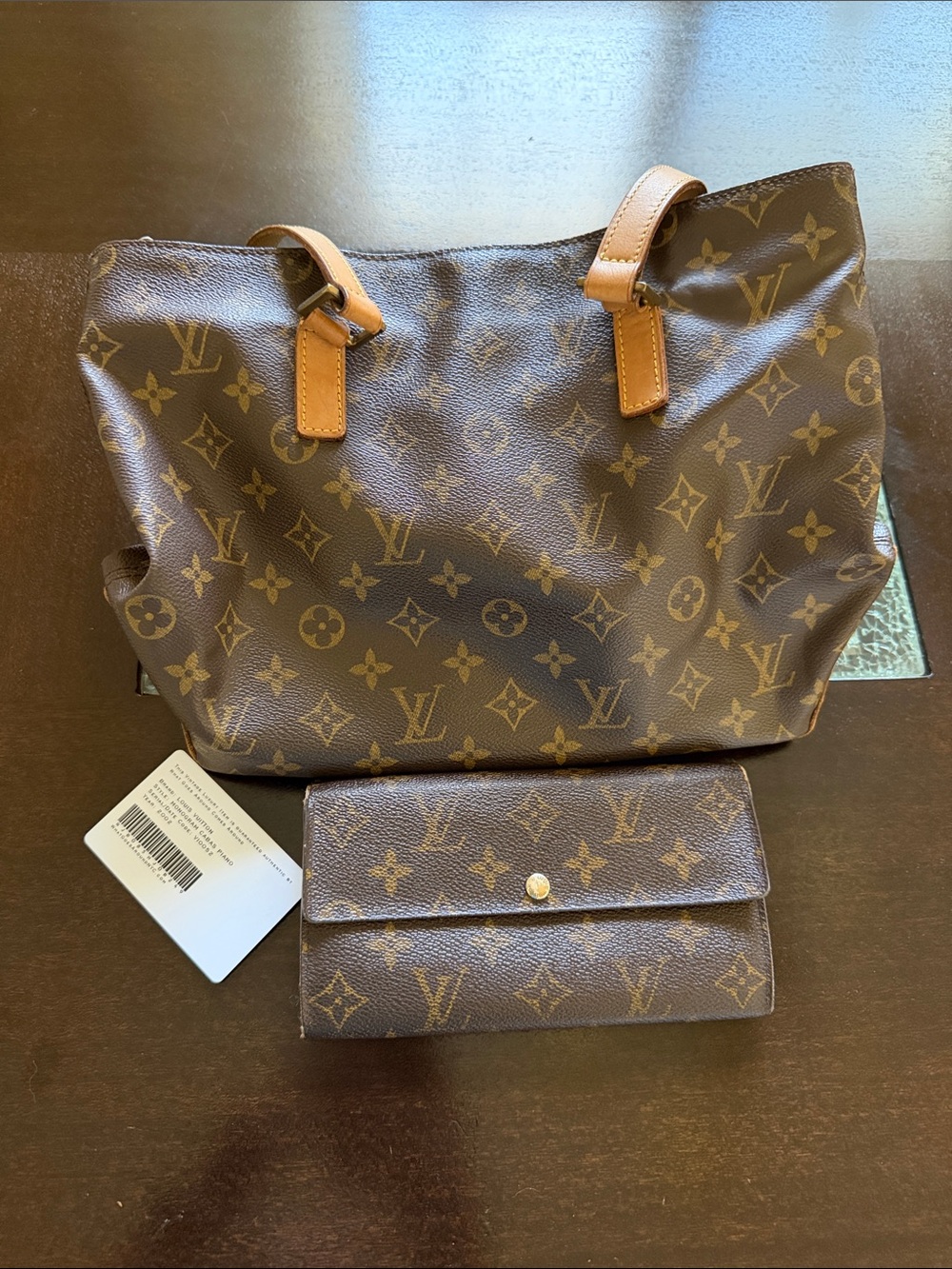 Louis Vuitton Monogram Canvas Tote and Matching Wallet in Brown and Tan